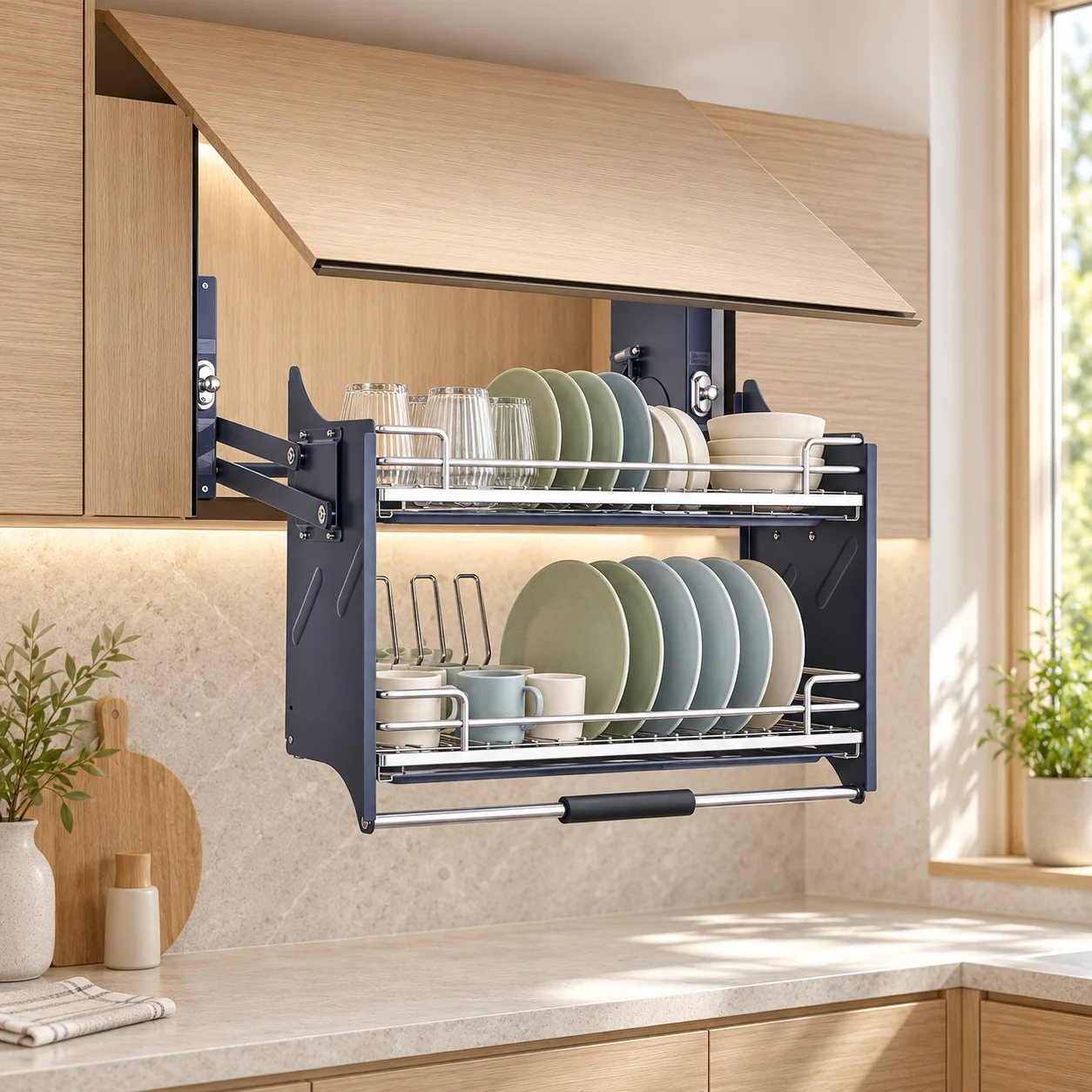 Giá Bát Đĩa Nâng Hạ Nan Oval SUS304 XL.90M2 - Grandx